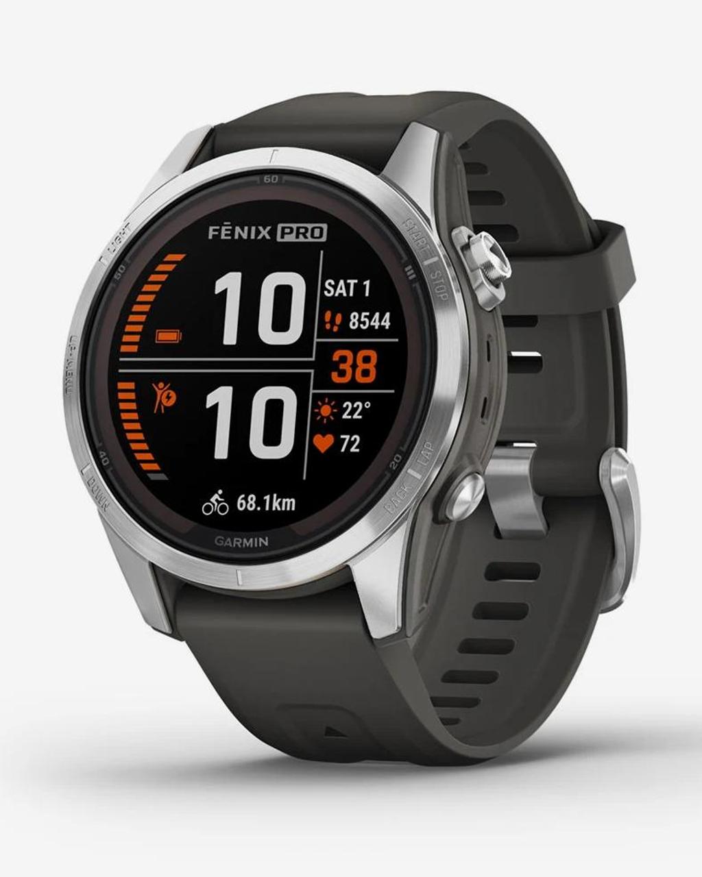 Garmin Fenix 7S Pro Solar Edition gris plateado correa gris oscuro