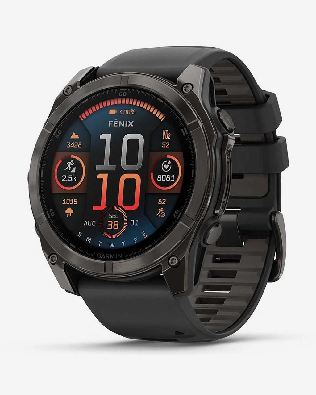 Garmin Fenix 8 AMOLED Zafiro 51 mm Titanio gris carbón correa negro