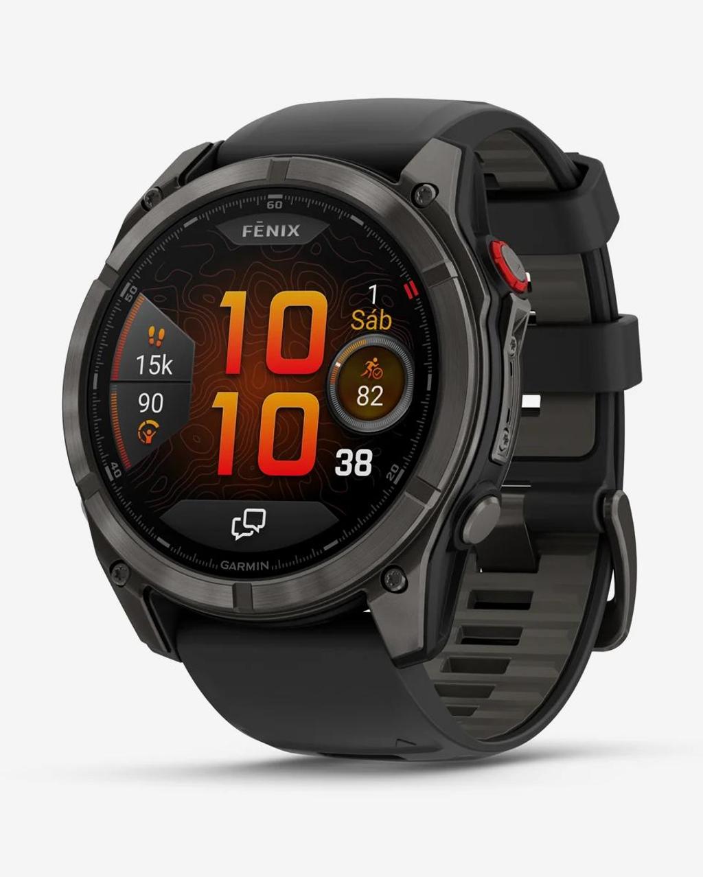 Garmin Fenix 8 Pro AMOLED Zafiro 51 mm Titanio gris carbón correa negro