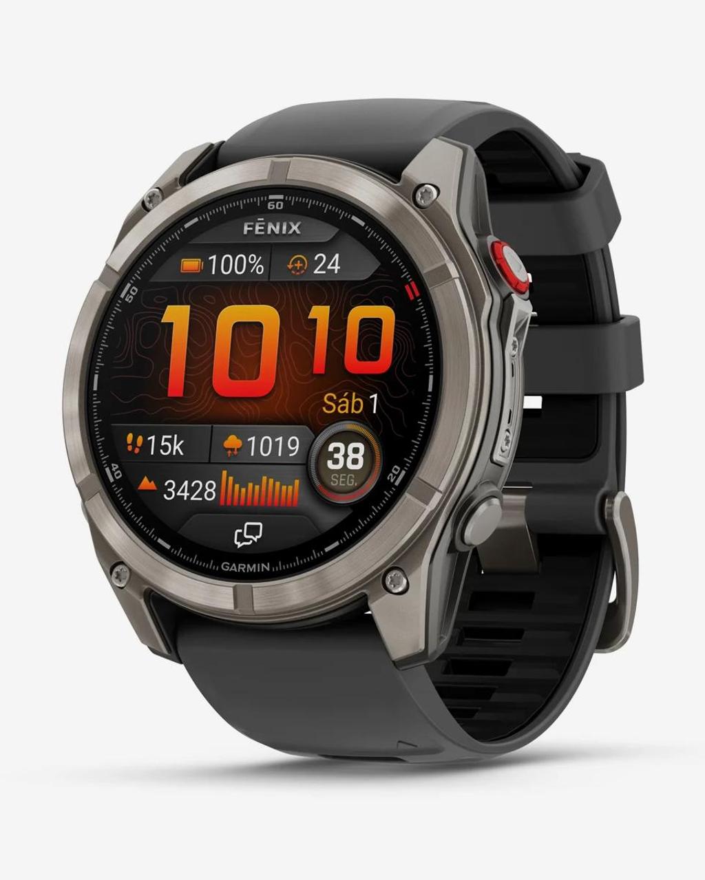 Garmin Fenix 8 Pro AMOLED Zafiro 51 mm Titanio gris plateado correa negro gris