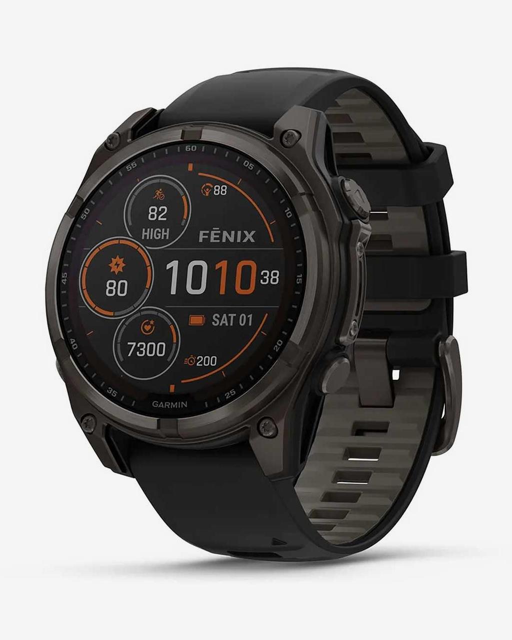 Garmin Fenix 8 Zafiro Solar 47 mm Titanio gris carbón correa negro