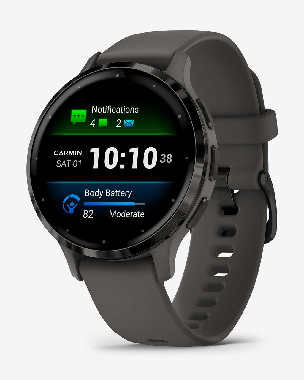 Garmin Venu 3S gris oscuro correa silicona gris