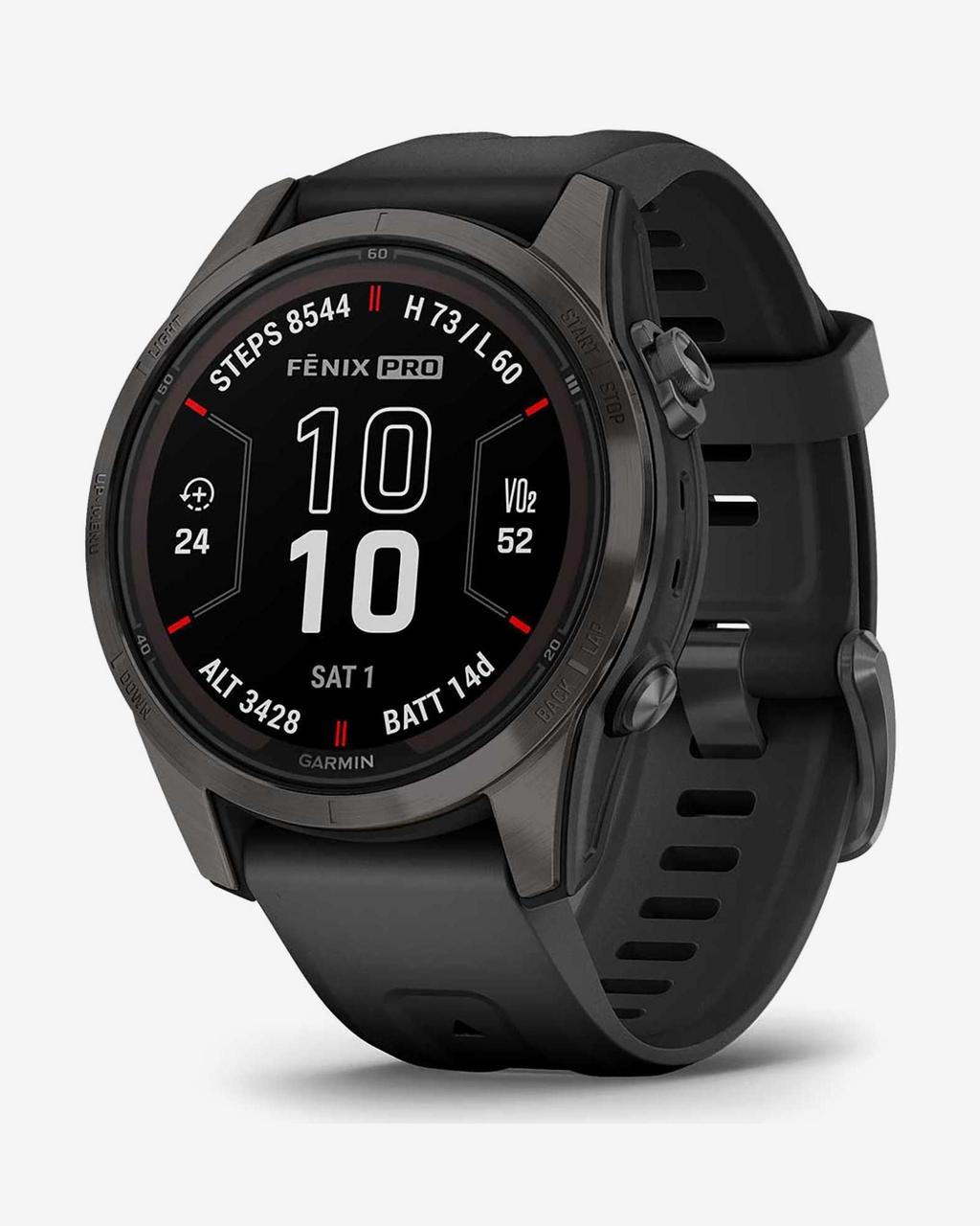 Garmin Fenix 7S Pro Zafiro Solar Titanio gris carbón correa negro