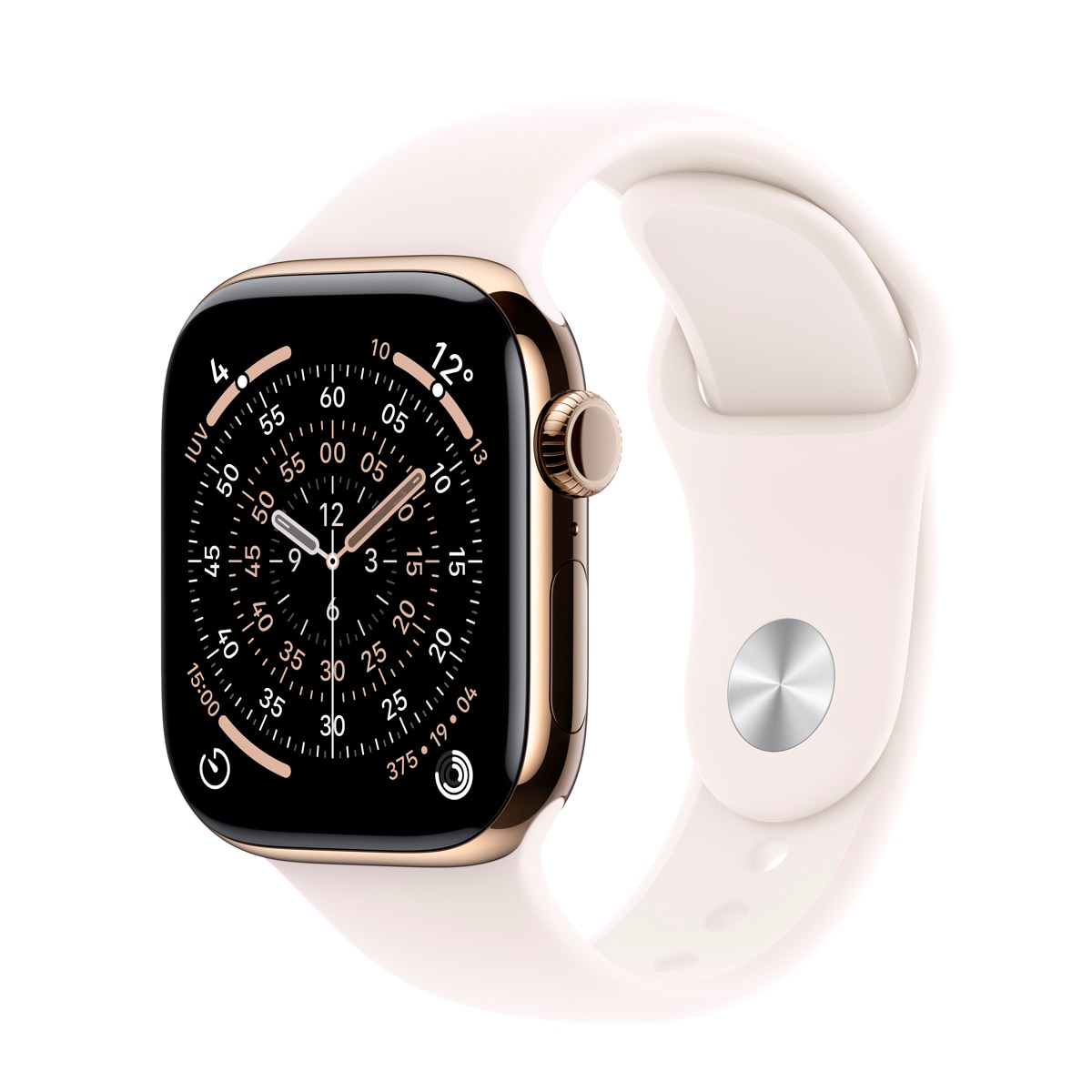 Apple - Apple Watch Series 11 GPS + Cellular 42mm Titanio oro con Correa Deportiva Rosa Rubor (S/M).