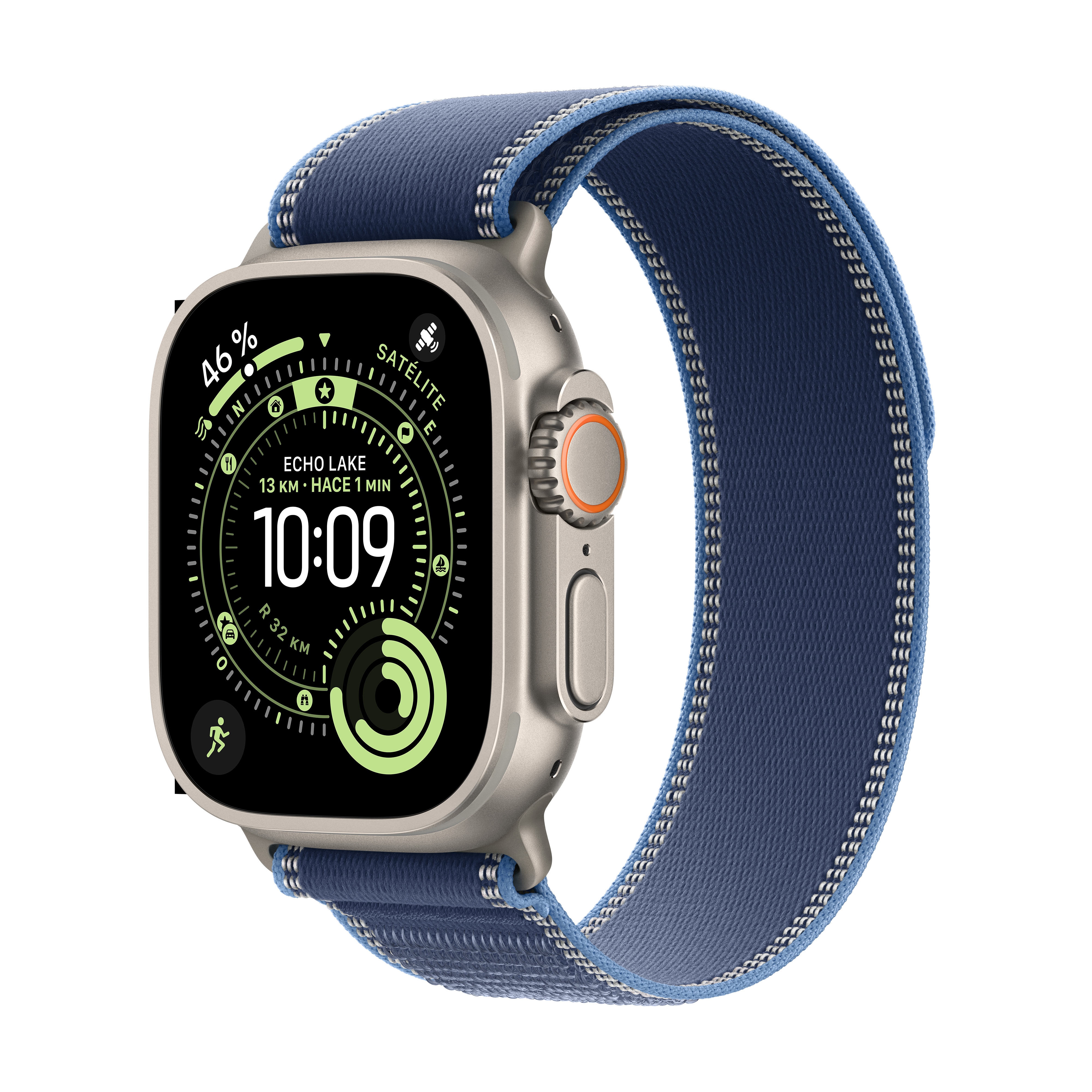 Apple - Apple Watch Ultra 3 GPS + Cellular 49mm Titanio natural con Correa Loop Trail Azul/Azul Brillante (M/L).