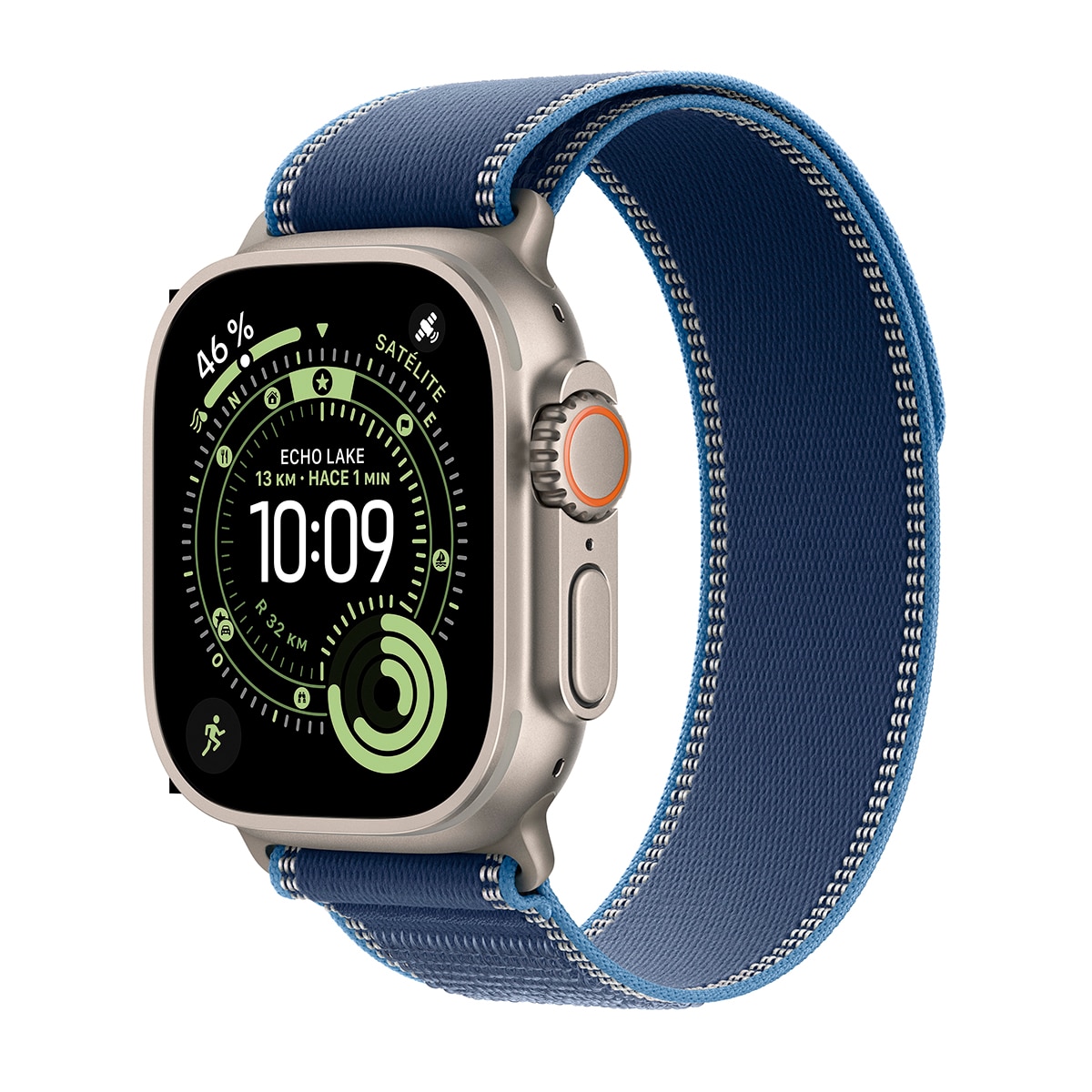Apple - Apple Watch Ultra 3 GPS + Cellular 49mm Titanio natural con Correa Loop Trail Azul/Azul Brillante (S/M).