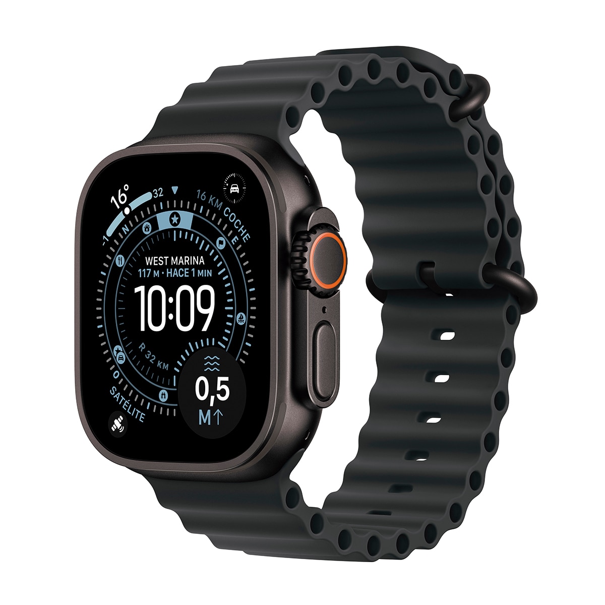 Apple - Apple Watch Ultra 3 GPS + Cellular 49mm Titanio negro con Correa Ocean Negro.