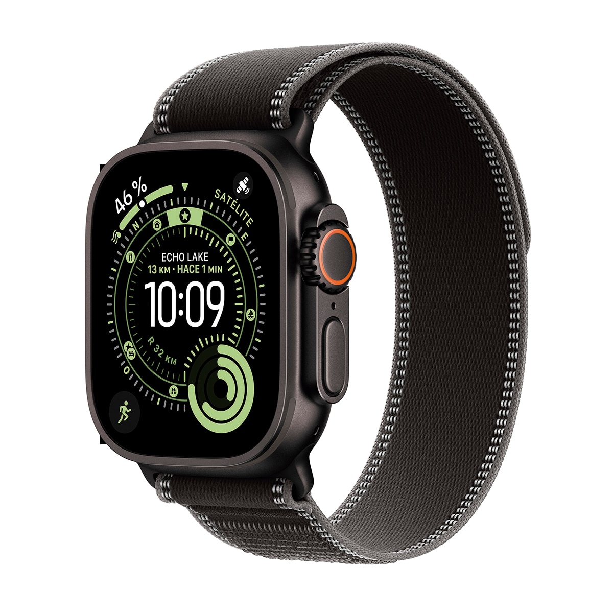 Apple - Apple Watch Ultra 3 GPS + Cellular 49mm Titanio negro con Correa Loop Trail Negro/Carbón (M/L).