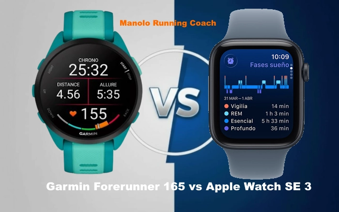 Comparamos Garmin Forerunner 165 vs Apple Watch SE 3