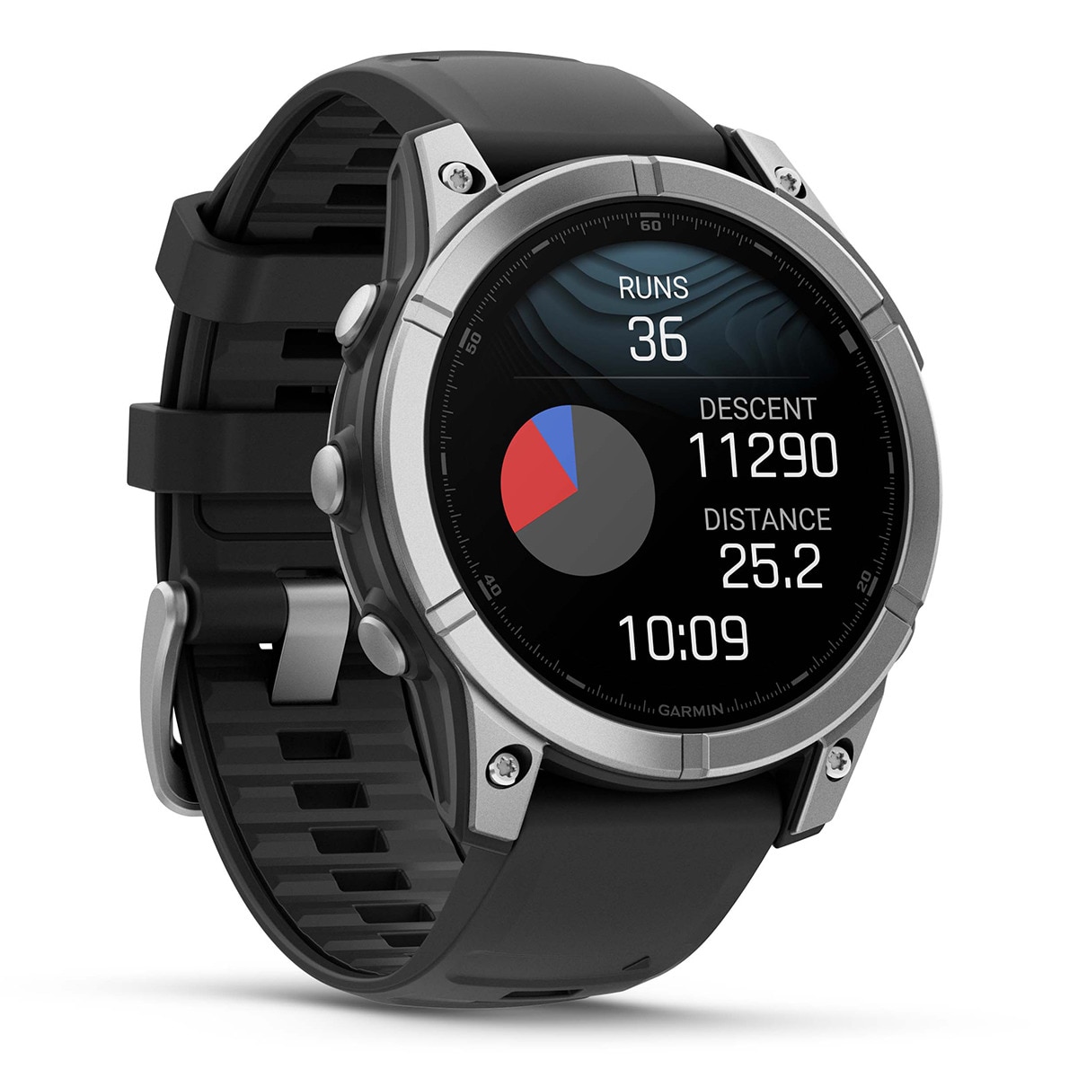 Garmin - Garmin Fenix E Acero Plata con correa de silicona negra Smartwatch.