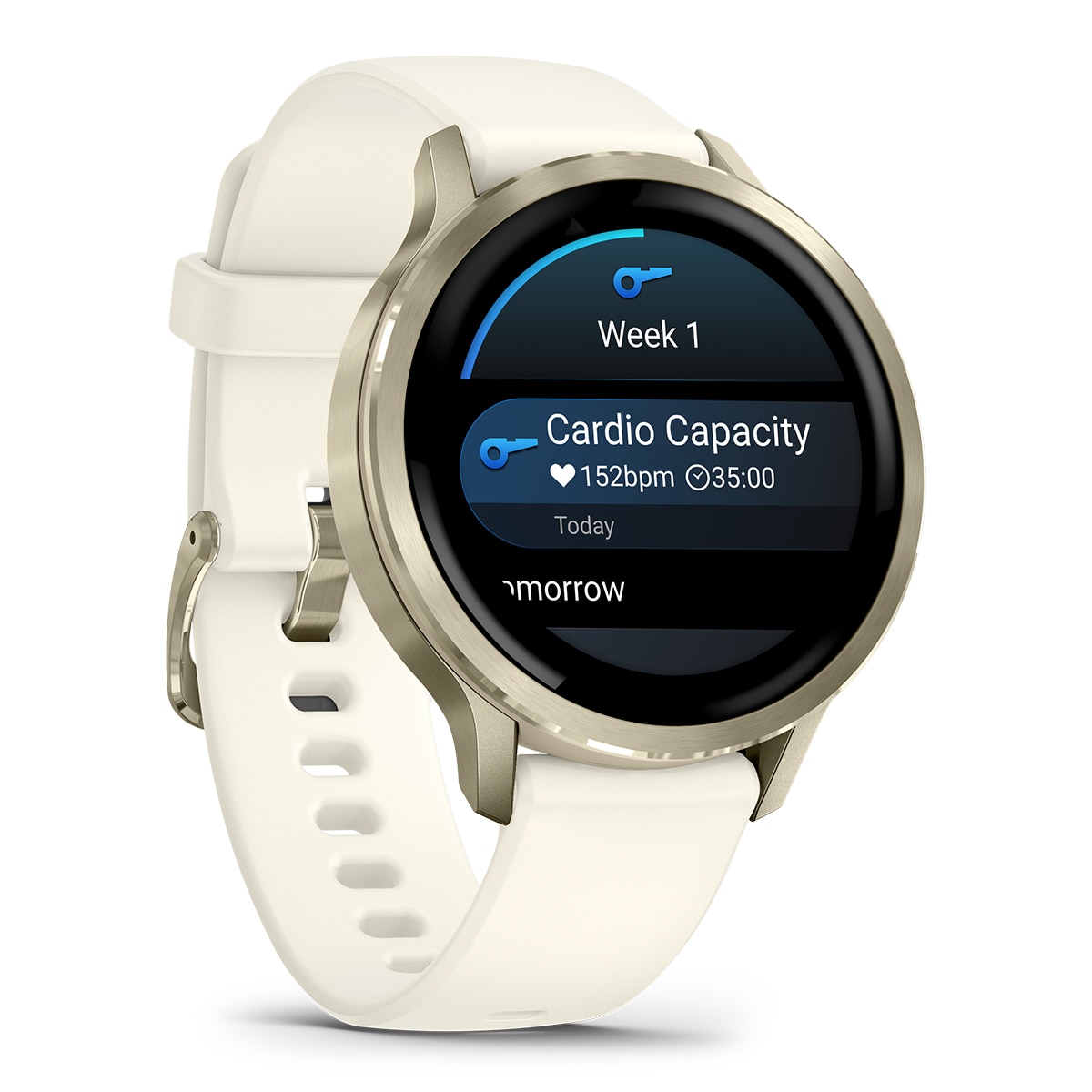 Garmin - Garmin Venu 4 (41mm) Bisel dorado con correa de silicona blanca Smartwatch.