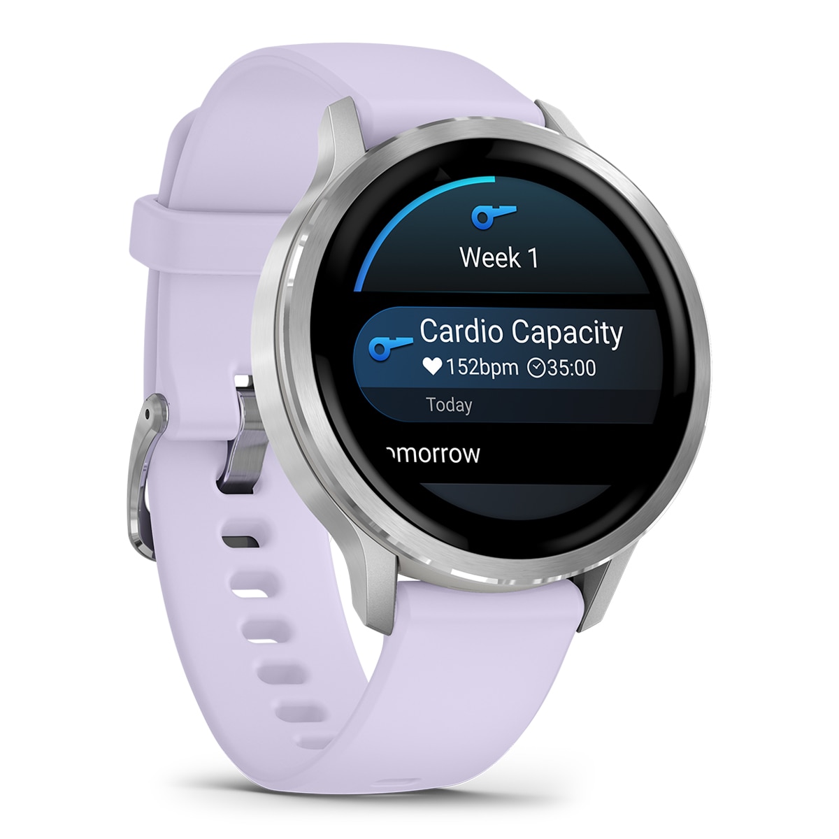Garmin - Garmin Venu 4 (41mm) Bisel plateado con correa de silicona lila Smartwatch.