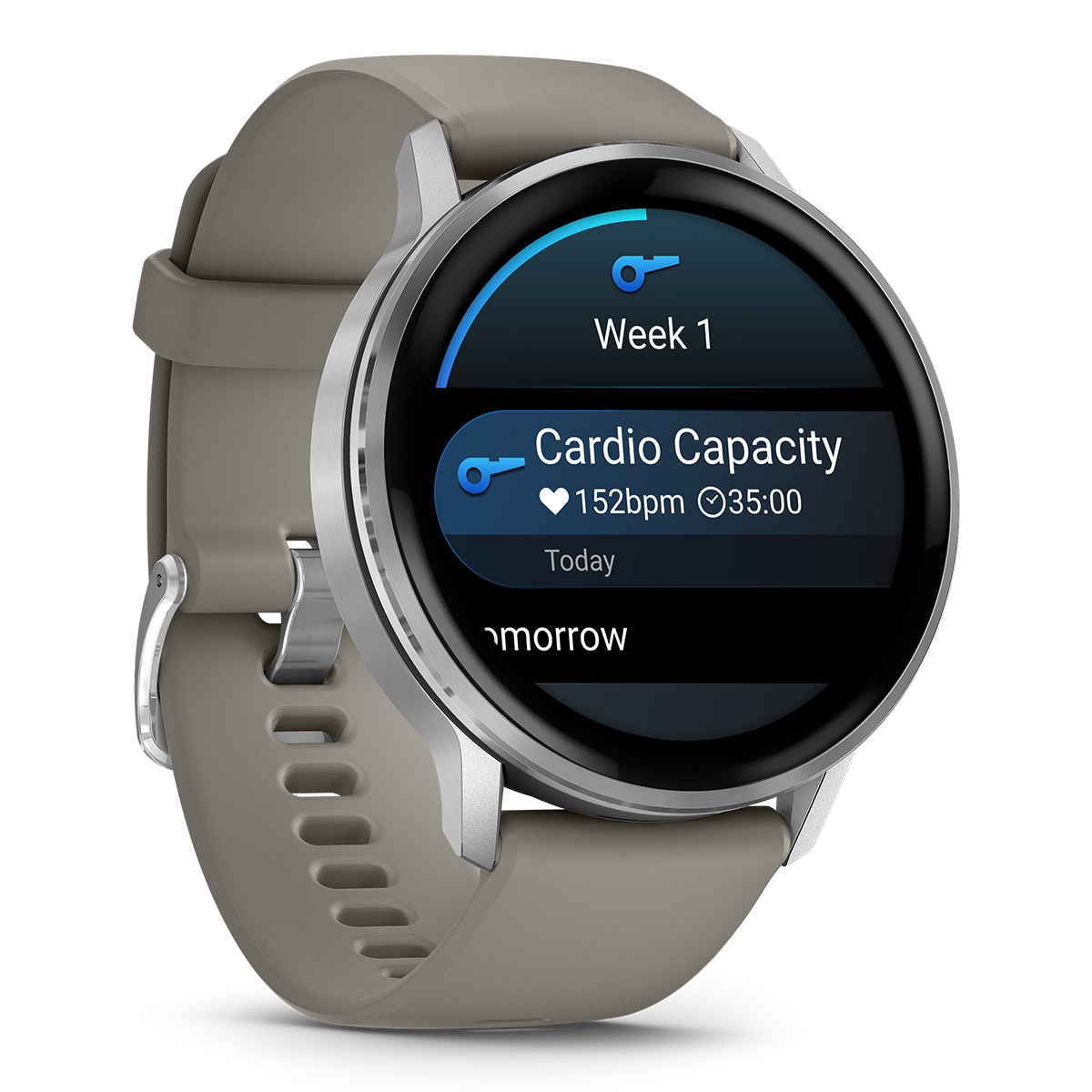Garmin - Garmin Venu 4 (45mm) Bisel plateado con correa de silicona gris Smartwatch.