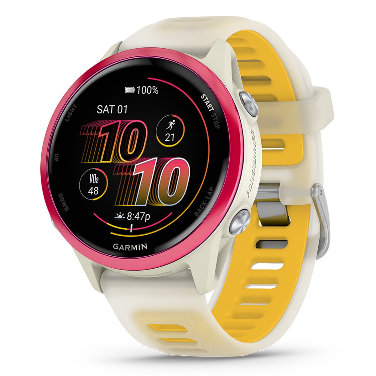 Garmin - Reloj smartwatch unisex Forerunner 570 42mm Beige/Naranja Garmin.