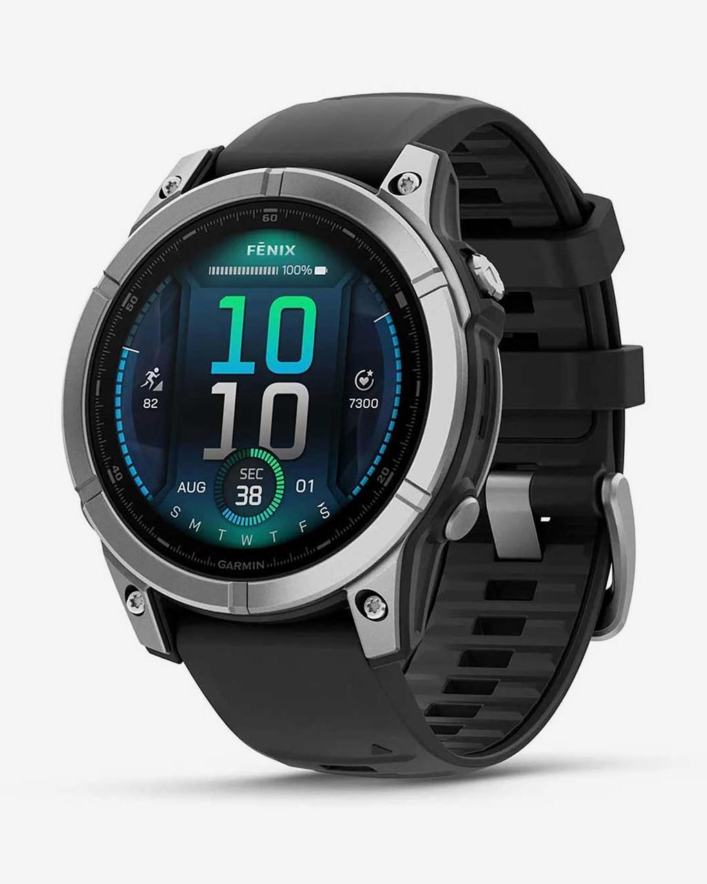 Garmin Fenix E Stainless Steel 47 mm gris correa negro