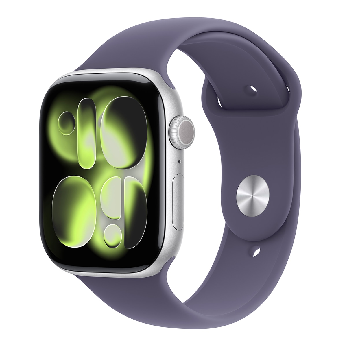 Apple - Apple Watch Series 11 GPS 46mm Aluminio plata con Correa Deportiva Niebla Lila (M/L).