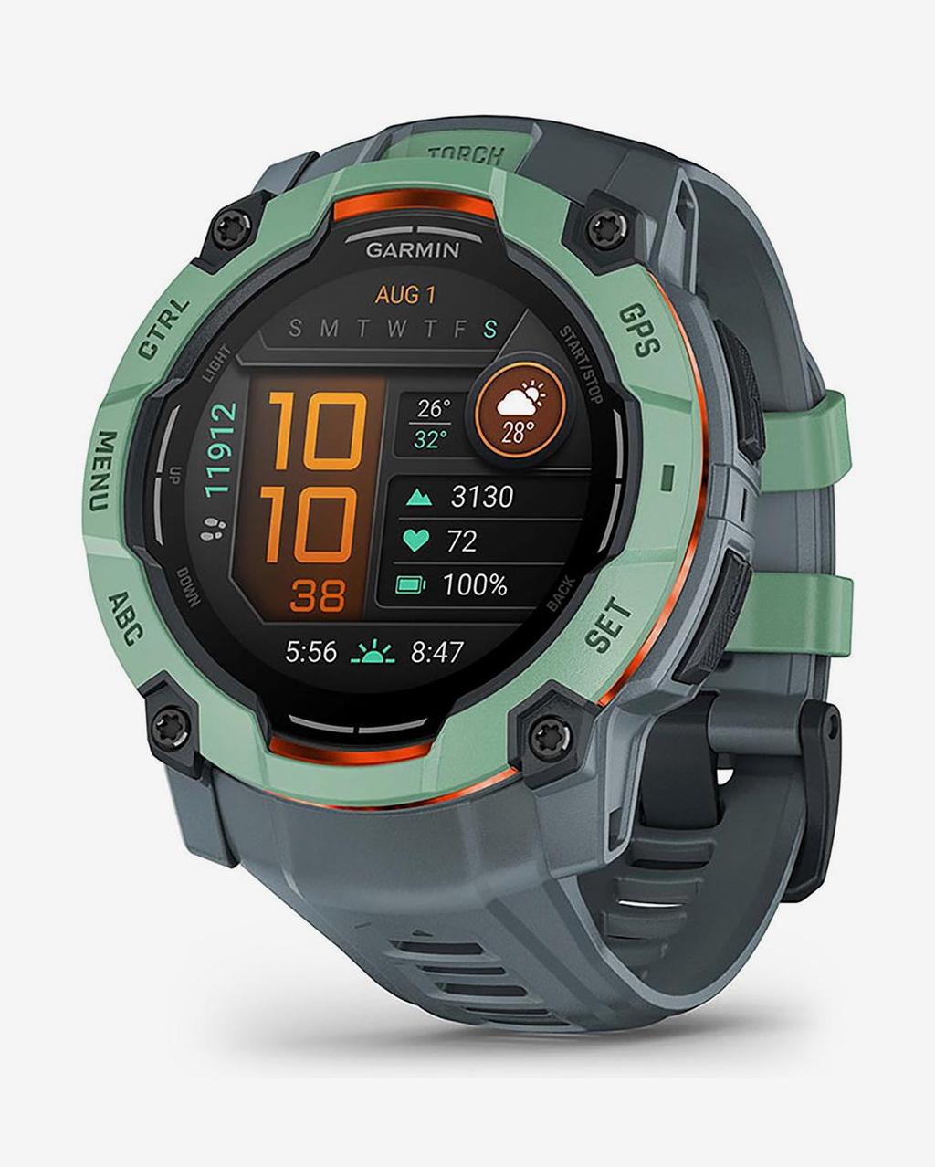 Garmin Instinct 3 AMOLED 50 mm verde correa gris